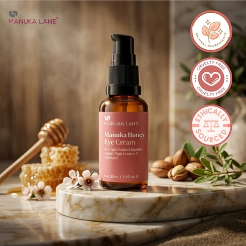 Manuka Lane Natural Eye Cream with Manuka Honey & Eyebright – 1.01 Fl Oz