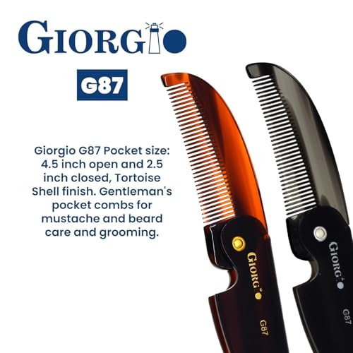 Giorgio G87 Folding Mustache & Beard Comb 2 Pack - Handmade Pocket Combs for Men