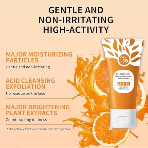 Sheghy 3pc Orange Exfoliating Gel Scrub for Face & Body - Gentle Enzymatic Deep Cleansing, Moisturizing, All Skin Types
