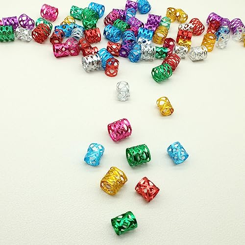 100PCS Multicolor Hair Rings for Braids & Dreadlocks - Adjustable Metal Cuffs