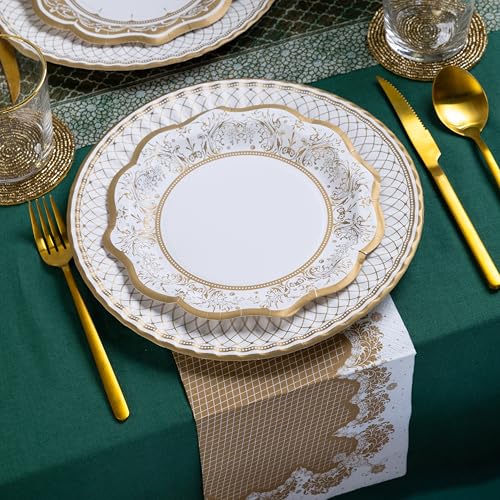 Gold Disposable Paper Party Plates - 24 Pack, 9 Inch, Elegant Design
