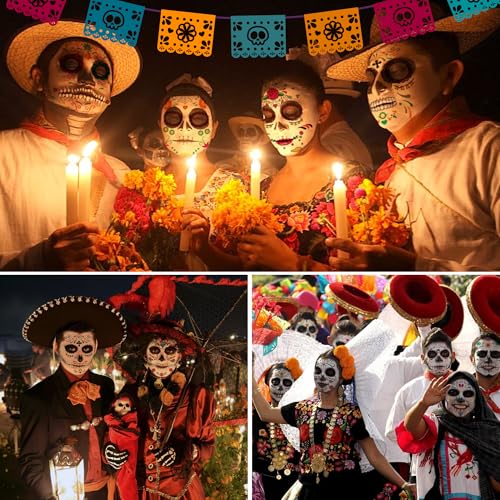 18 Pack Day of the Dead Face Tattoos - Sugar Skull Makeup Kit