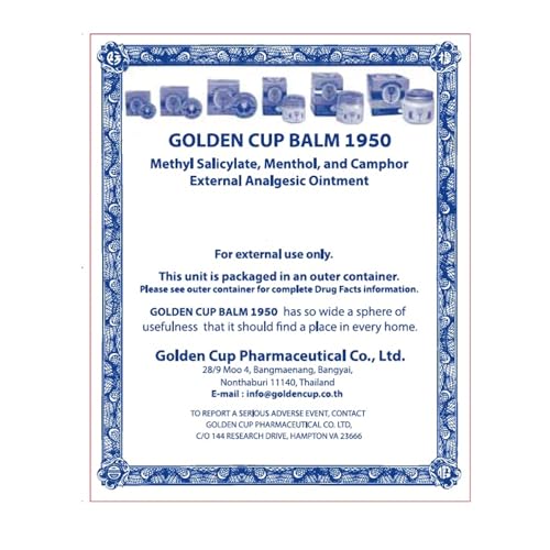 Golden Cup Yellow Herbal Thai Balm 22g - Pack of 3 for Instant Natural Relief