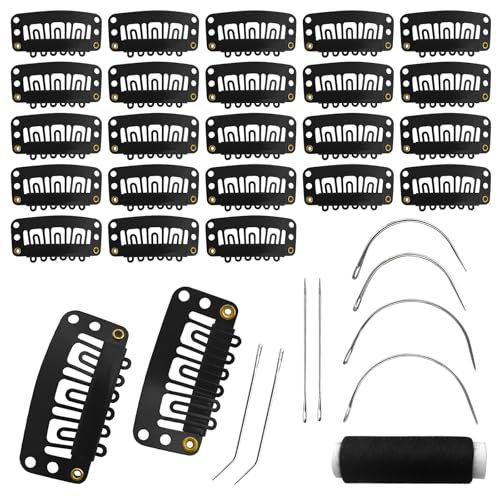 MUIIGOOD 25Pcs U-Shape Snap Clips for Hair Extensions & Wigs