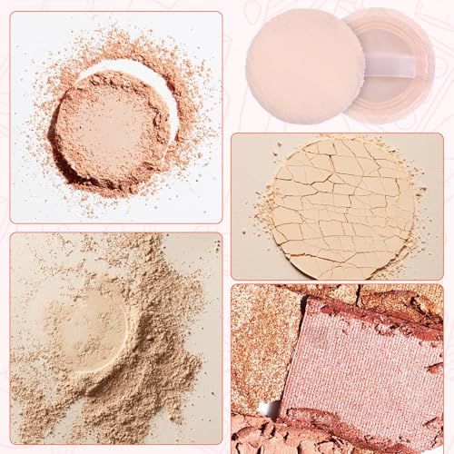12 Velour Makeup Powder Puffs - 2.36 Inch Soft Face Pads