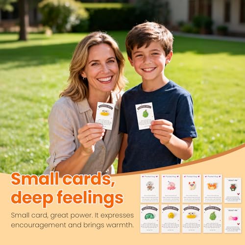 10 Adorable Pocket Hug Cards with Mini Figurines for Emotional Support