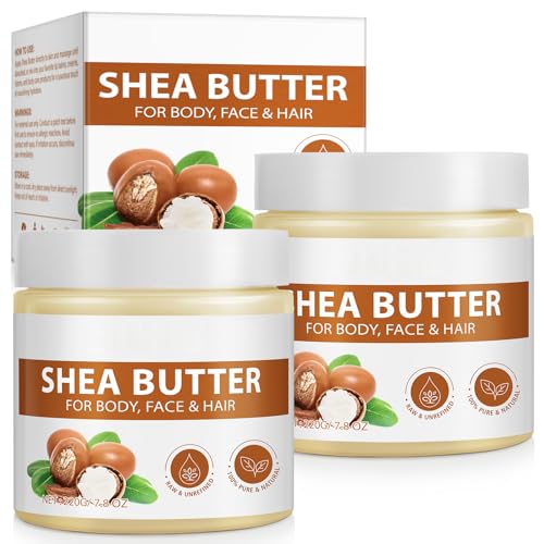 Raw Organic Shea Butter Hand Cream - 2 Pack (7.8 Fl Oz) for Ultra Hydration