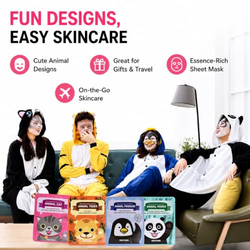 PRETTYSKIN 4-Pack Korean Sheet Masks – Hydrating, Soothing & Tone-Support