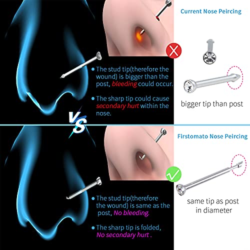 Firstomato Nose Piercing Gun Kit with Hypoallergenic Studs