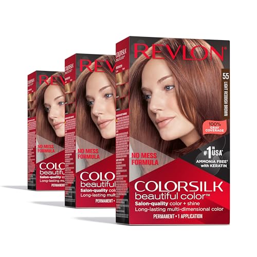 Revlon Colorsilk Discontinued Permanent Hair Color 55 Light Reddish Brown - Pack of 3