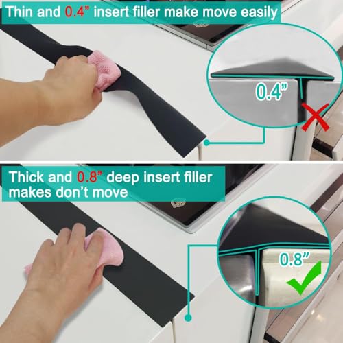 Mofason Silicone Stove Counter Gap Cover - 25 Inch, 2 Pack, Black