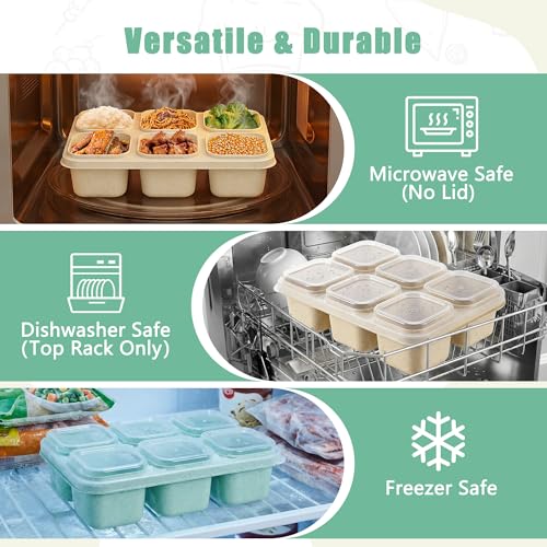 6-Compartment Snack Containers - 3 Pack Wheat Straw Storage