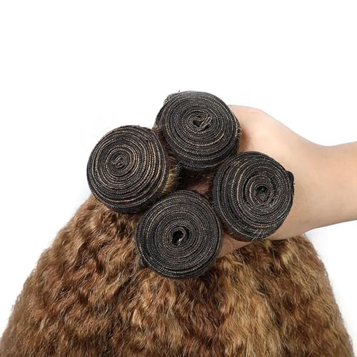 ZevPiul Kinky Straight Human Hair Bundles P4/27 Highlight Brown & Blonde