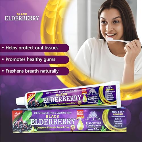 Organic Black Elderberry Toothpaste 6.5oz - Fluoride Free Dental Care