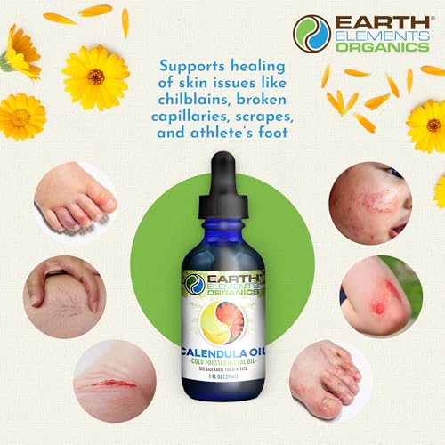 Earth Elements Organic Calendula Infused Skin Oil for Dry Chapped Skin