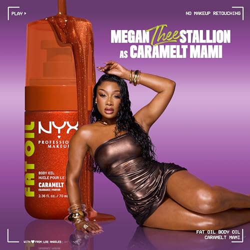 NYX Fat Oil Body Oil Caramelt Mami - Caramel Scented Glow Moisturizer, 2.36 Fl Oz