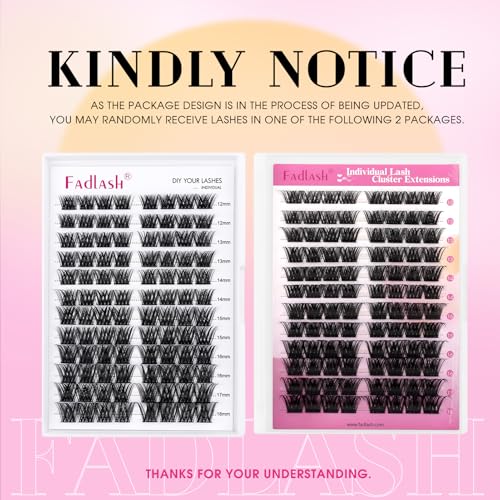 FADLASH Lash Clusters 96pcs 12-18mm DIY Reusable Wispy Eyelash Extensions, F2-07D-12-18Mix