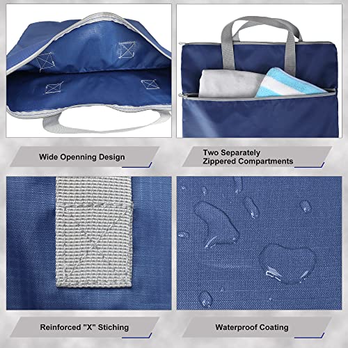 BeeGreen Navy Blue Hanging Laundry Hamper with Zippered Pockets