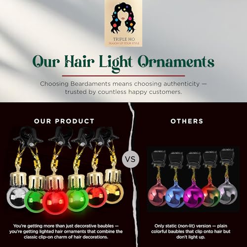 Light-Up Christmas Hair Accessories Set - Colorful Holiday Hair Baubles & Clips for Women