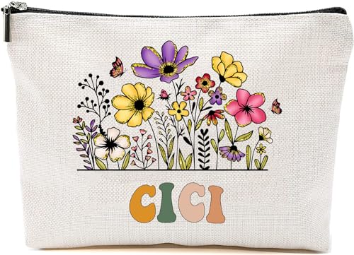 Wildflower Floral Makeup Bag - Travel Cosmetic Organizer Gift for Mom