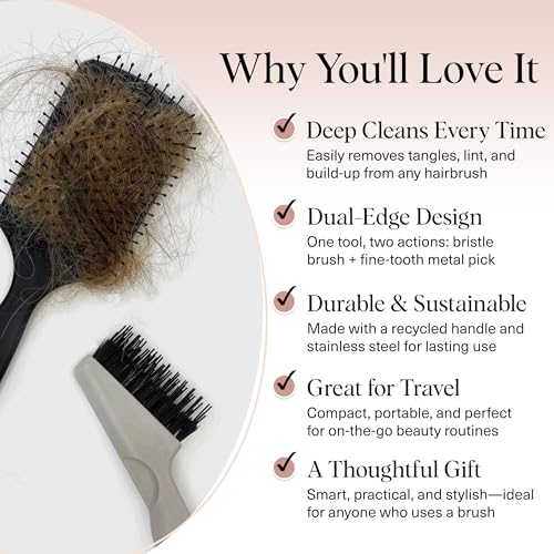 Kitsch Double-Sided Hair Brush Cleaner Tool - Eco-Friendly & Compact