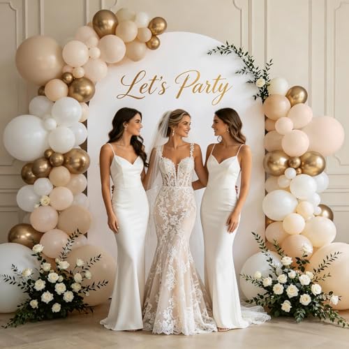 White and Gold Balloon Arch Kit - 144 Pcs for Celebrations