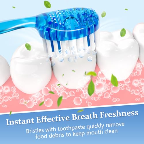 FAWROT 30 Pack 5-in-1 Mini Travel Toothbrush with Bead, Floss & Tongue Scraper