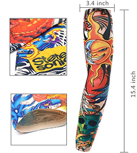 20PCS Unisex Fake Tattoo Sleeves Set - Tribal, Skull, Tiger, Crown & Heart Designs