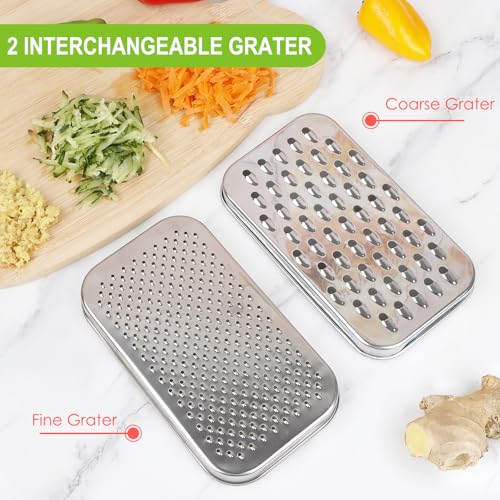 KEISSCO Cheese Grater with Storage Container - Stainless Steel Zester for Citrus, Vegetables & More