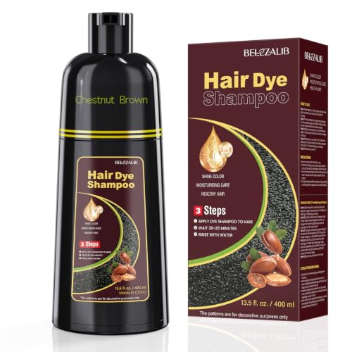 Chestnut Brown Hair Dye Shampoo for Gray Coverage | 3-in-1 Formula