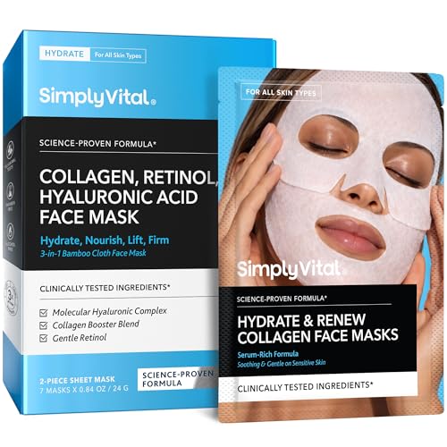 SimplyVital Collagen & Retinol Hydrating Sheet Mask - 7 Pack
