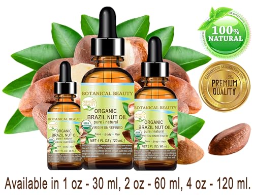 Botanical Beauty Organic Brazil Nut Oil - 2 Fl Oz for Skin, Hair, and Nails