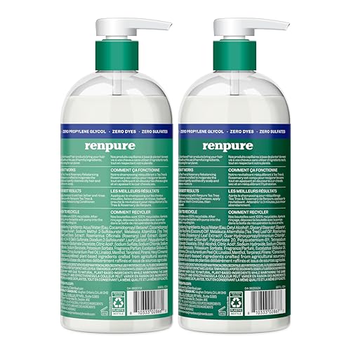 Renpure Tea Tree & Rosemary Shampoo & Conditioner Set 2x24oz - Rebalance & Hydrate