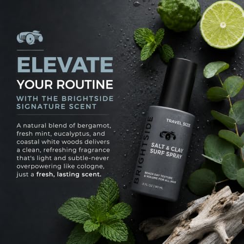 BRIGHTSIDE Sea Salt Spray for Men – 3oz Travel Size, Volumizing & Texturizing