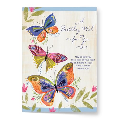 3D Pop Up Religious Birthday Card with Scripture & Butterfly Design