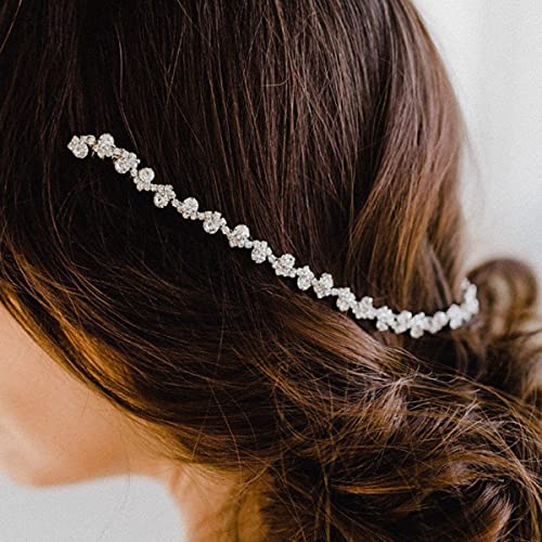 Asphire Vintage Rhinestone Headband with Side Combs - Silver