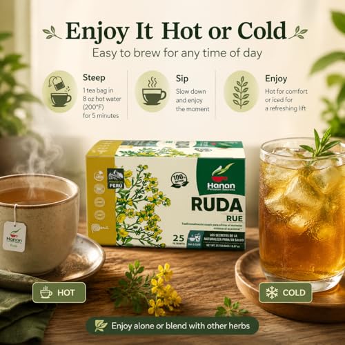 Hanan Dried Rue Herbal Tea - 25 Tea Bags for Relaxation