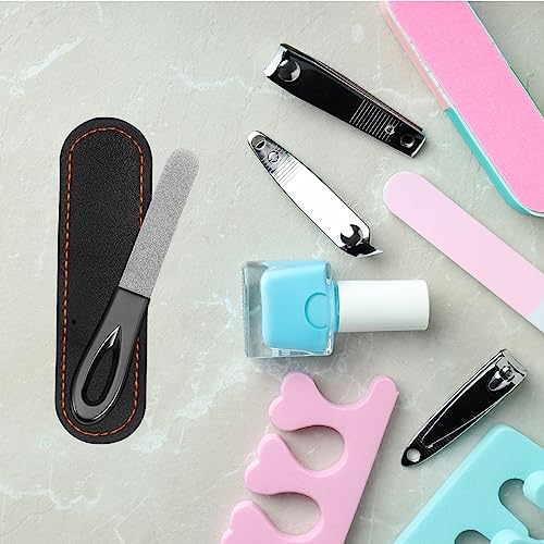 Stainless Steel Nail File Set with Leather Case - 2 Pack