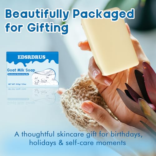 EDSRDRUS Goat Milk Soap Bars 3.5 oz Pack of 3 - Gentle, Hydrating Skincare