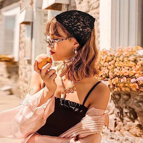 WELROG 3PCS Lace Hair Scarf Bandana, Boho Crochet Headband for Women