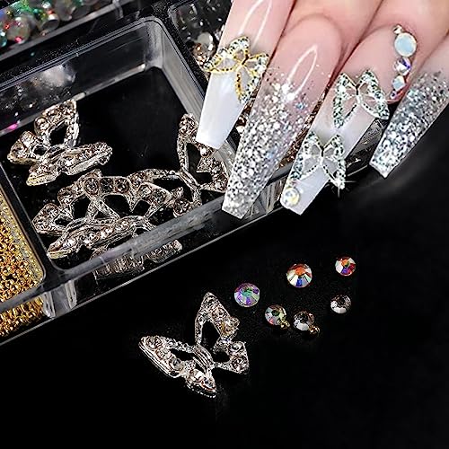 3D Flower Nail Charms Set with Rhinestones & Pearls for Nail Art - BSBTBZ