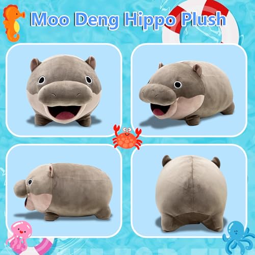 Cute Pygmy Hippo Plush Toy - Soft Stuffed Animal Pillow, 9 Inch