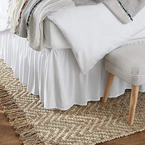 Ruffled Bed Skirt for Twin Beds - Ultra-Soft Microfiber, 10" Drop, White