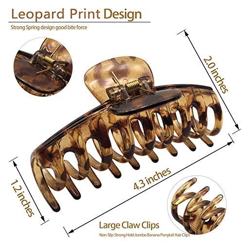 OWIIZI Large 4.3" Hair Claw Clips - Matte Leopard Design (Style 2)
