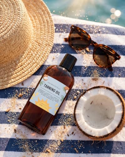 Natural Carrot Tanning Oil for Deep Golden Glow, Hydrating Sun Protection 3.5oz