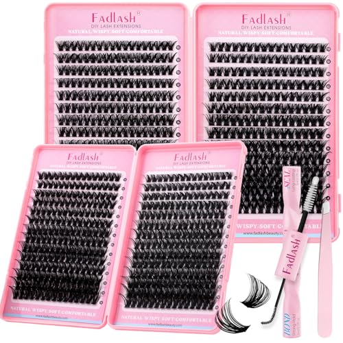 FADLASH 60D+80D/100D Lash Clusters Kit 10-18mm with Bond & Tweezers