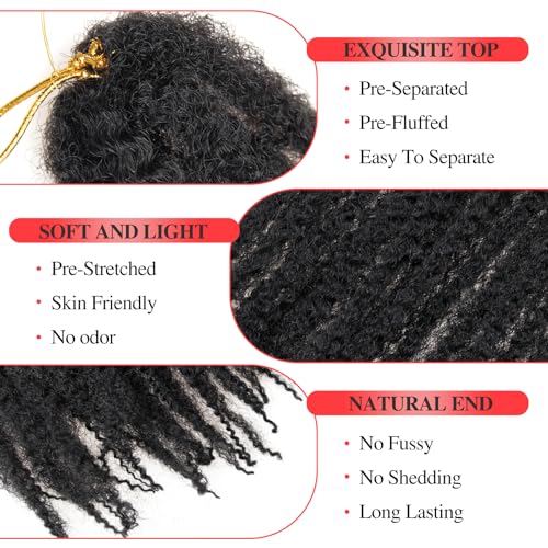 QRHSUKA 8 Packs 18 Inch Marley Twist Braiding Hair 1B - Soft Afro Kinky Extensions