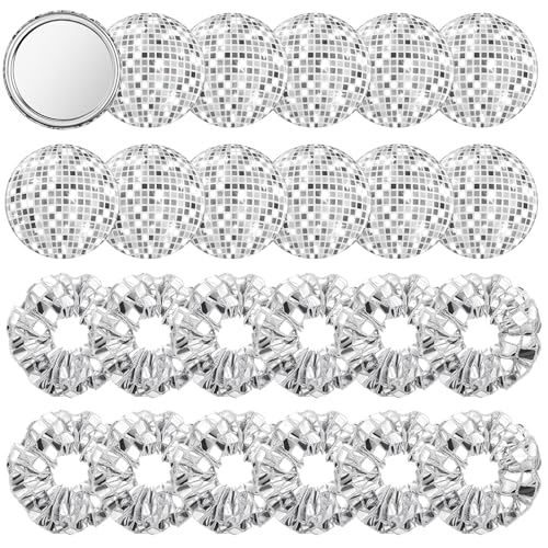Yuxung 24 Pack Disco Party Favors with Sequin Scrunchies & Vintage Mirror Set