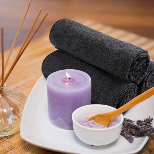 Orighty 2 Pack Black Microfiber Salon Towels - Soft & Absorbent