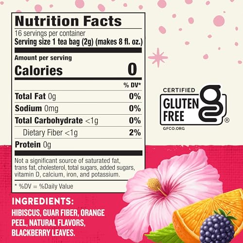 Celestial Seasonings Hibiscus Punch Herbal Tea - Wellness Blend for Gut Health, Caffeine-Free, 32 Tea Bags